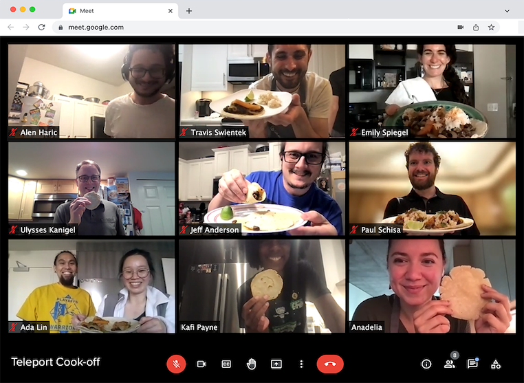 zoom screenshot of people with tacos