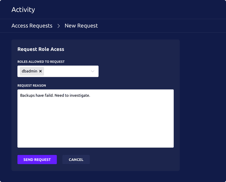 request role access screen